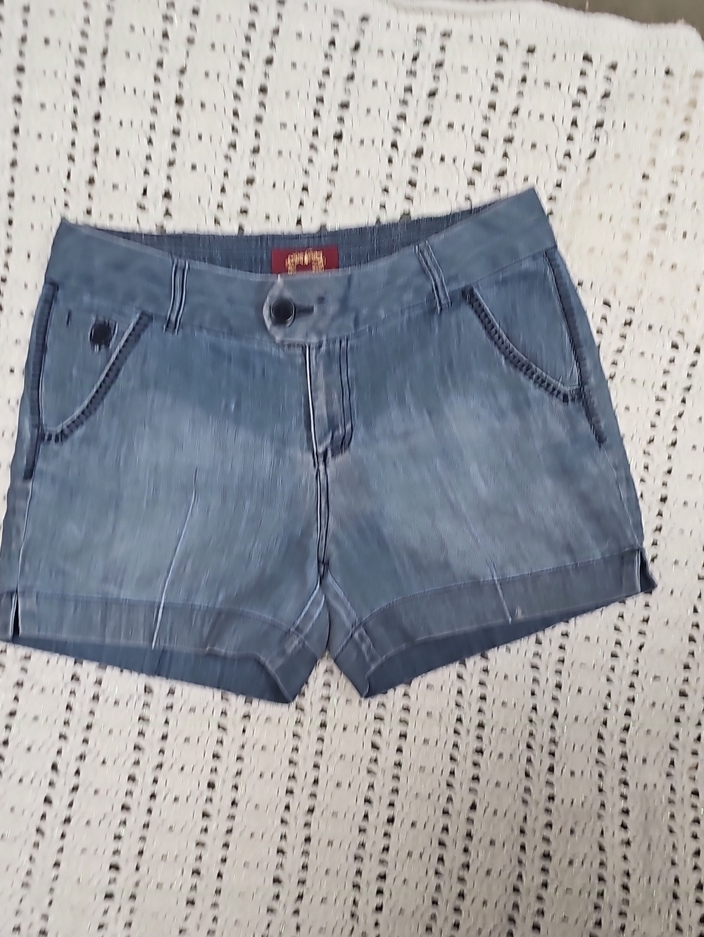 Distressed Light Blue Denim Shorts
